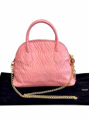 FENDI Vintage RARE "Pasta" Pink Quilted Top Handle Dome Bag